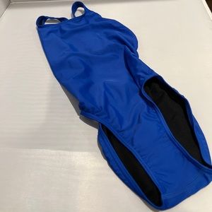 Iswim Solid Wide Strap one piece swimsuit Royal Blue Sz 28